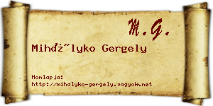 Mihályko Gergely névjegykártya
